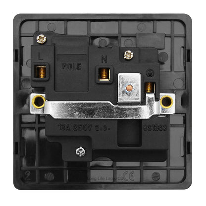 Single Wall Socket Switched Gloss Brushed Chrome 1 Gang Screwless 13a Single Pole - Energy Light Bulbs - Free delivery on all orders