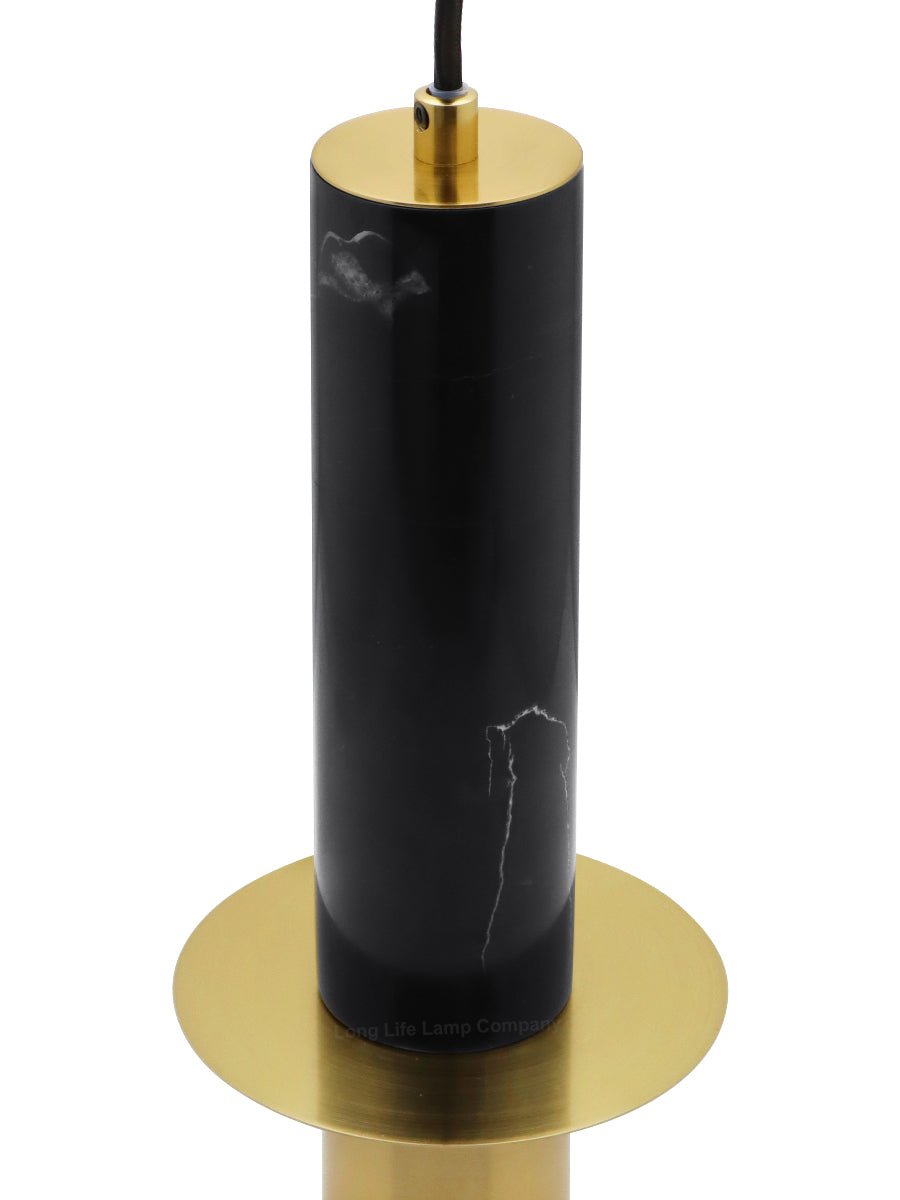 Slim Tubular Modern Black Marble Ceiling Pendant Lamp Shade Brass Holder - Energy Light Bulbs - Free delivery on all orders