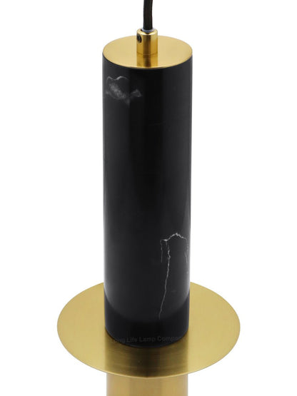 Slim Tubular Modern Black Marble Ceiling Pendant Lamp Shade Brass Holder - Energy Light Bulbs - Free delivery on all orders