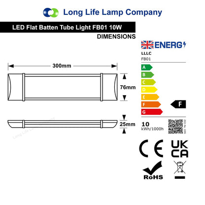 Slimline LED Batten Light 6500K Cool White Fluorescent Replacement - Energy Light Bulbs - Free delivery on all orders