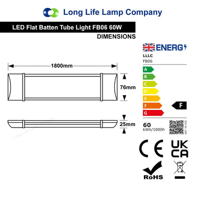 Slimline LED Batten Light 6500K Cool White Fluorescent Replacement - Energy Light Bulbs - Free delivery on all orders