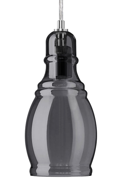 Smoke Grey Glass Ceiling Light Shade Pendant Chrome Modern Retro Vintage - Energy Light Bulbs - Free delivery on all orders