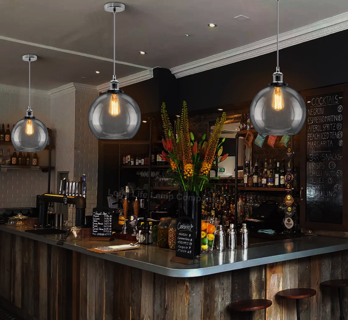 Smoked Glass Shade Chandelier Pendant - Energy Light Bulbs - Free delivery on all orders