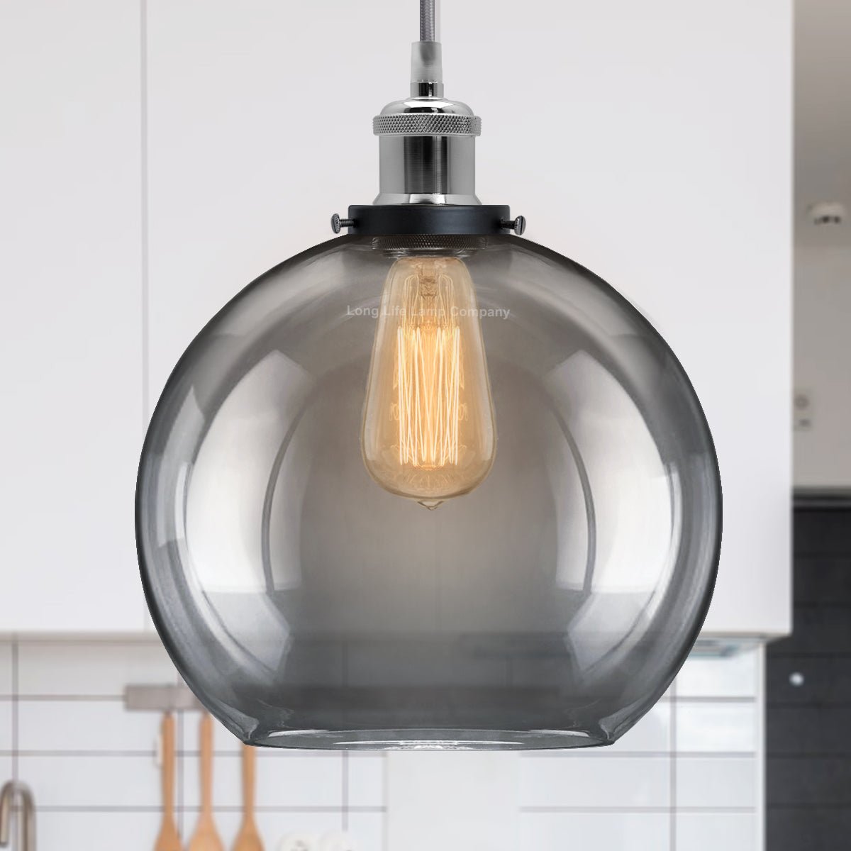 Smoked Glass Shade Chandelier Pendant - Energy Light Bulbs - Free delivery on all orders