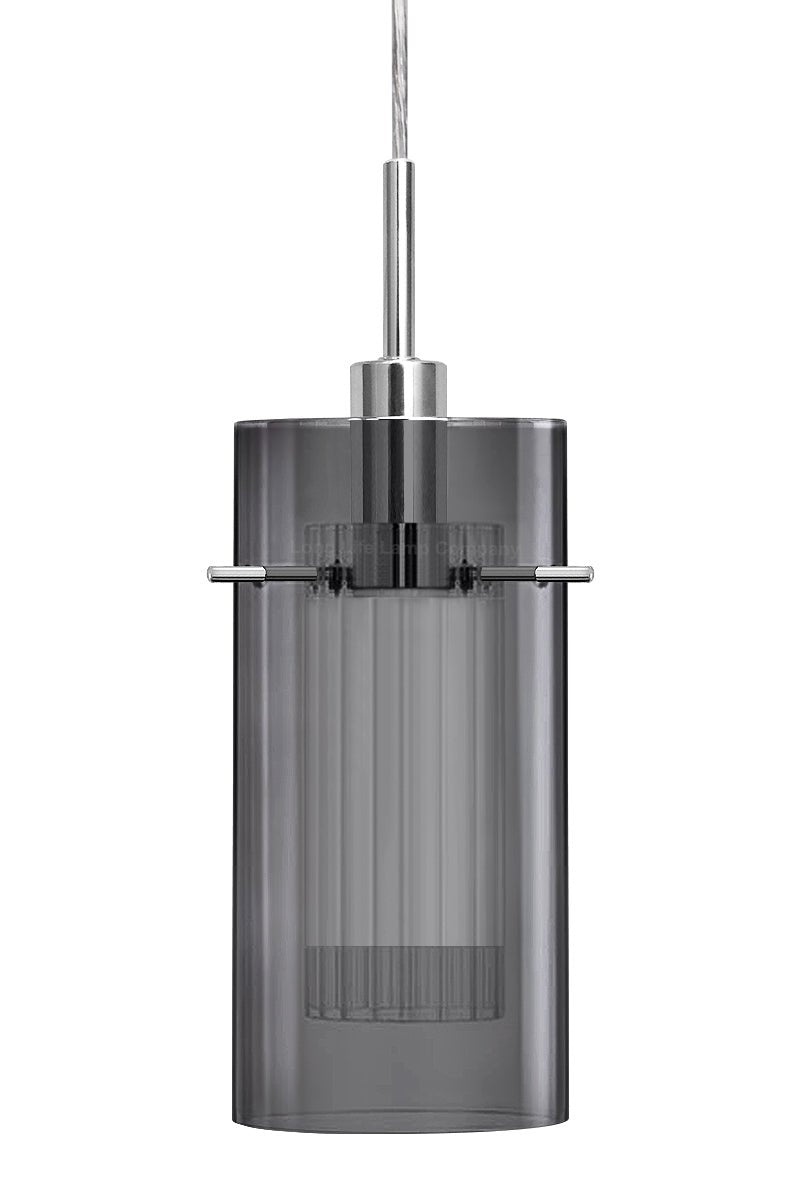 Smoked Glass Shade Hanging Ceiling Pendant Light with 5w LED Candle E14 - Energy Light Bulbs - Free delivery on all orders