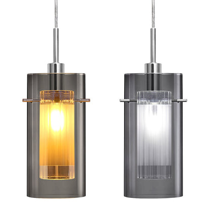 Smoked Glass Shade Hanging Ceiling Pendant Light with 5w LED Candle E14 - Energy Light Bulbs - Free delivery on all orders