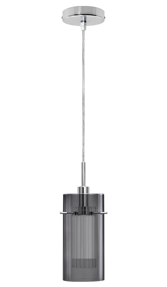 Smoked Glass Shade Hanging Ceiling Pendant Light with 5w LED Candle E14 - Energy Light Bulbs - Free delivery on all orders