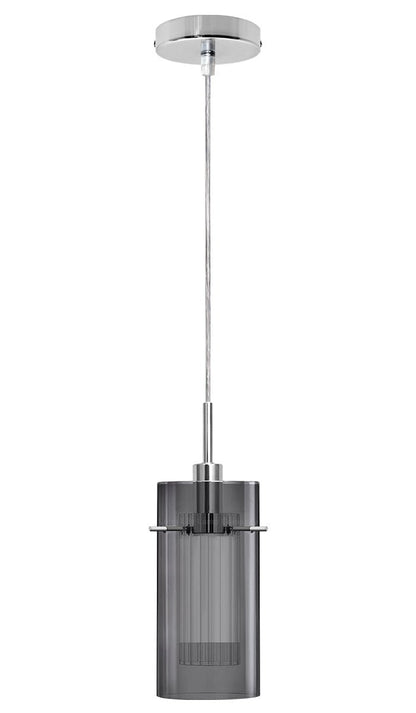 Smoked Glass Shade Hanging Ceiling Pendant Light with 5w LED Candle E14 - Energy Light Bulbs - Free delivery on all orders