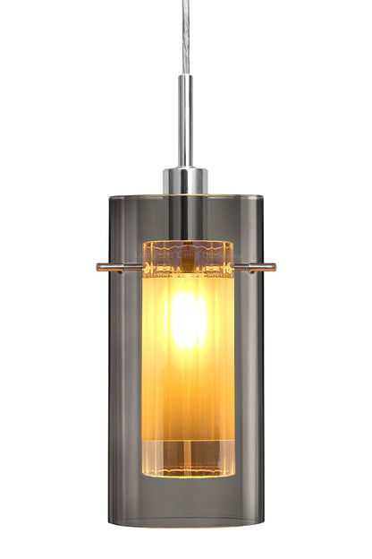 Smoked Glass Shade Hanging Ceiling Pendant Light with 5w LED Candle E14 - Energy Light Bulbs - Free delivery on all orders