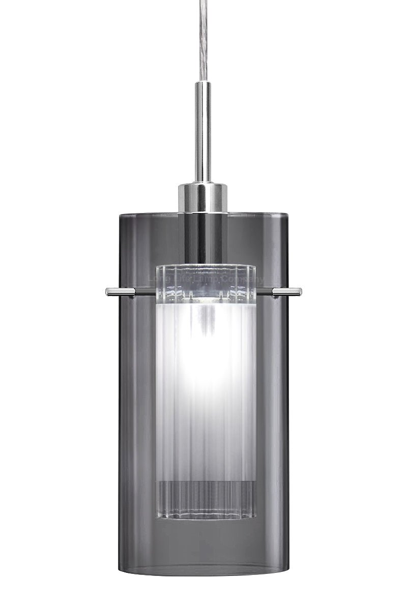 Smoked Glass Shade Hanging Ceiling Pendant Light with 5w LED Candle E14 - Energy Light Bulbs - Free delivery on all orders