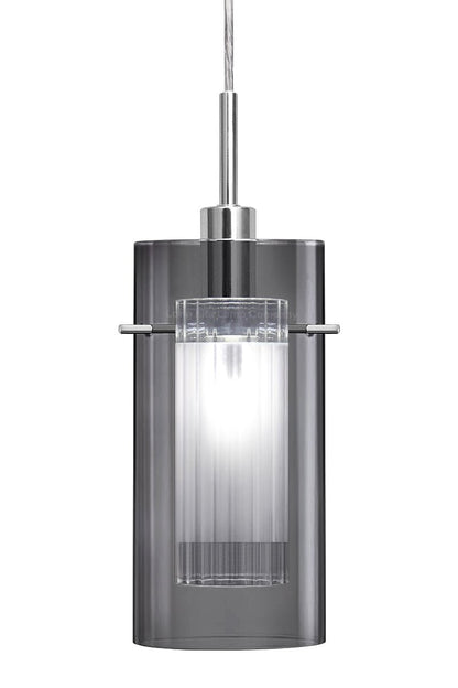 Smoked Glass Shade Hanging Ceiling Pendant Light with 5w LED Candle E14 - Energy Light Bulbs - Free delivery on all orders