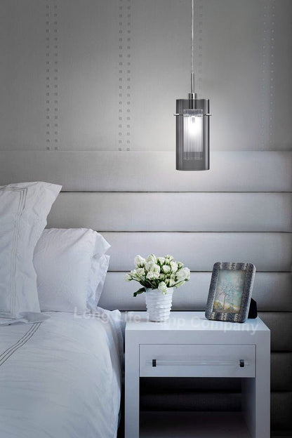 Smoked Glass Shade Hanging Ceiling Pendant Light with 5w LED Candle E14 M0116 - Energy Light Bulbs - Free delivery on all orders