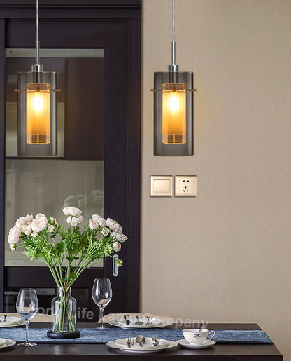Smoked Glass Shade Hanging Ceiling Pendant Light with 5w LED Candle E14 M0116 - Energy Light Bulbs - Free delivery on all orders