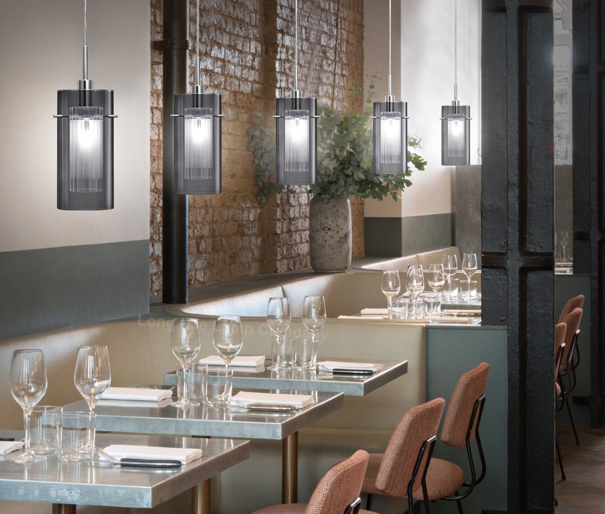 Smoked Glass Shade Hanging Ceiling Pendant Light with 5w LED Candle E14 M0116 - Energy Light Bulbs - Free delivery on all orders