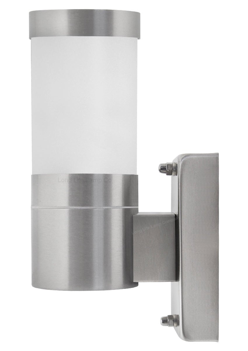 Stainless Steel Garden Wall Light Frosted Glass Cover IP44 - Energy Light Bulbs - Free delivery on all orders