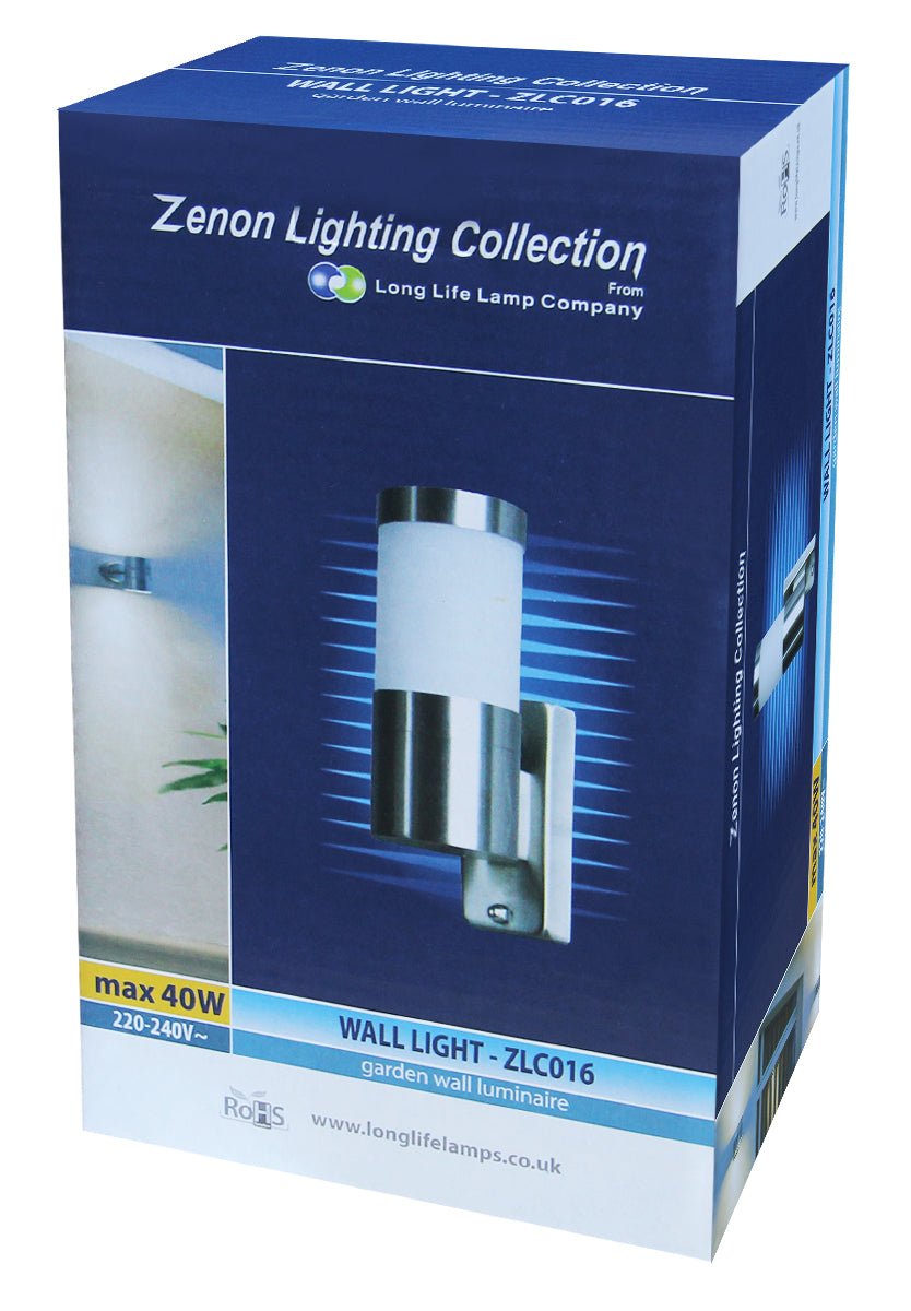 Stainless Steel Garden Wall Light Frosted Glass Cover IP44 - Energy Light Bulbs - Free delivery on all orders