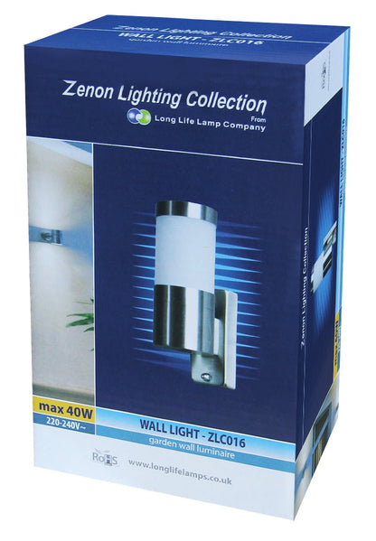 Stainless Steel Garden Wall Light Frosted Glass Cover IP44 - Energy Light Bulbs - Free delivery on all orders