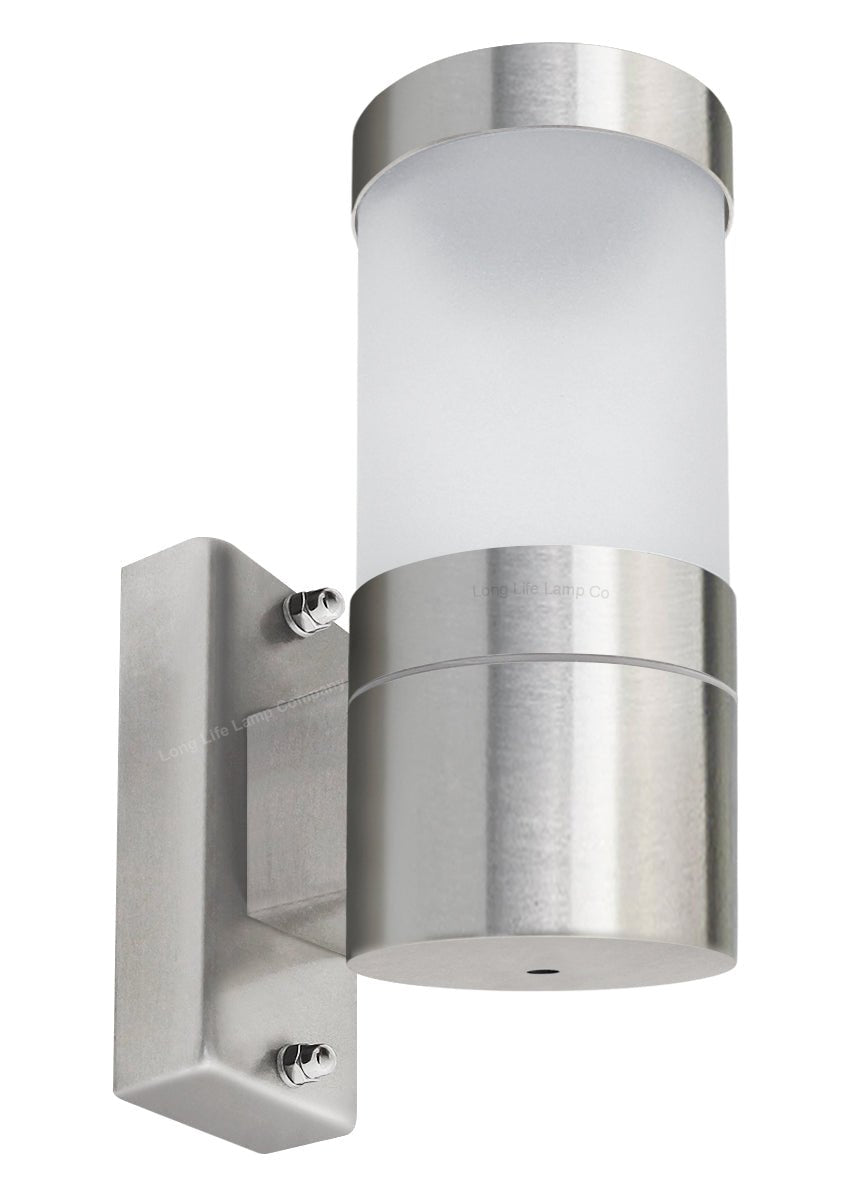 Stainless Steel Garden Wall Light Frosted Glass Cover IP44 - Energy Light Bulbs - Free delivery on all orders