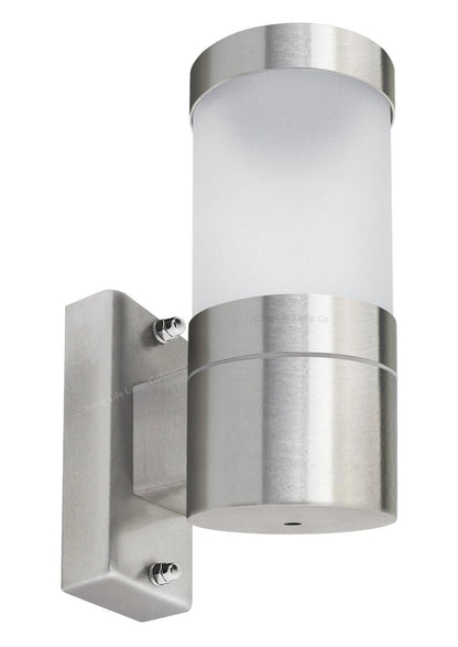Stainless Steel Garden Wall Light Frosted Glass Cover IP44 - Energy Light Bulbs - Free delivery on all orders