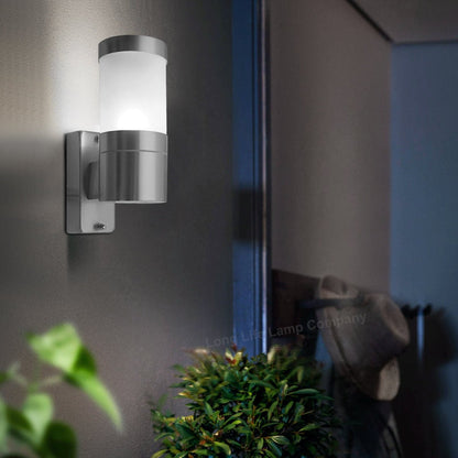 Stainless Steel Garden Wall Light Frosted Glass Cover IP44 - Energy Light Bulbs - Free delivery on all orders