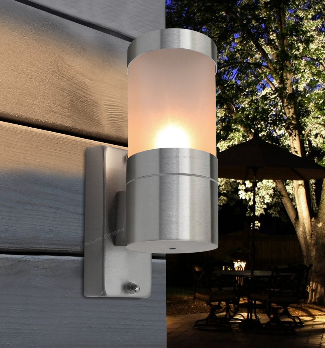 Stainless Steel Garden Wall Light Frosted Glass Cover IP44 - Energy Light Bulbs - Free delivery on all orders