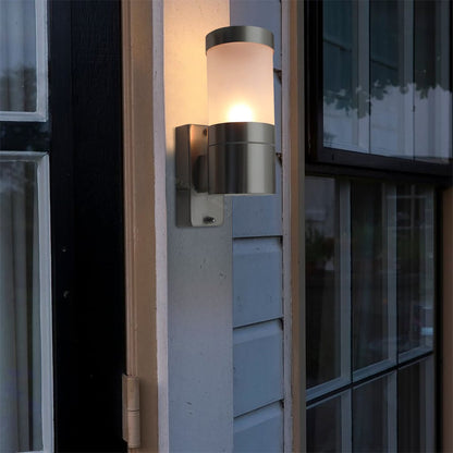 Stainless Steel Garden Wall Light Frosted Glass Cover IP44 - Energy Light Bulbs - Free delivery on all orders