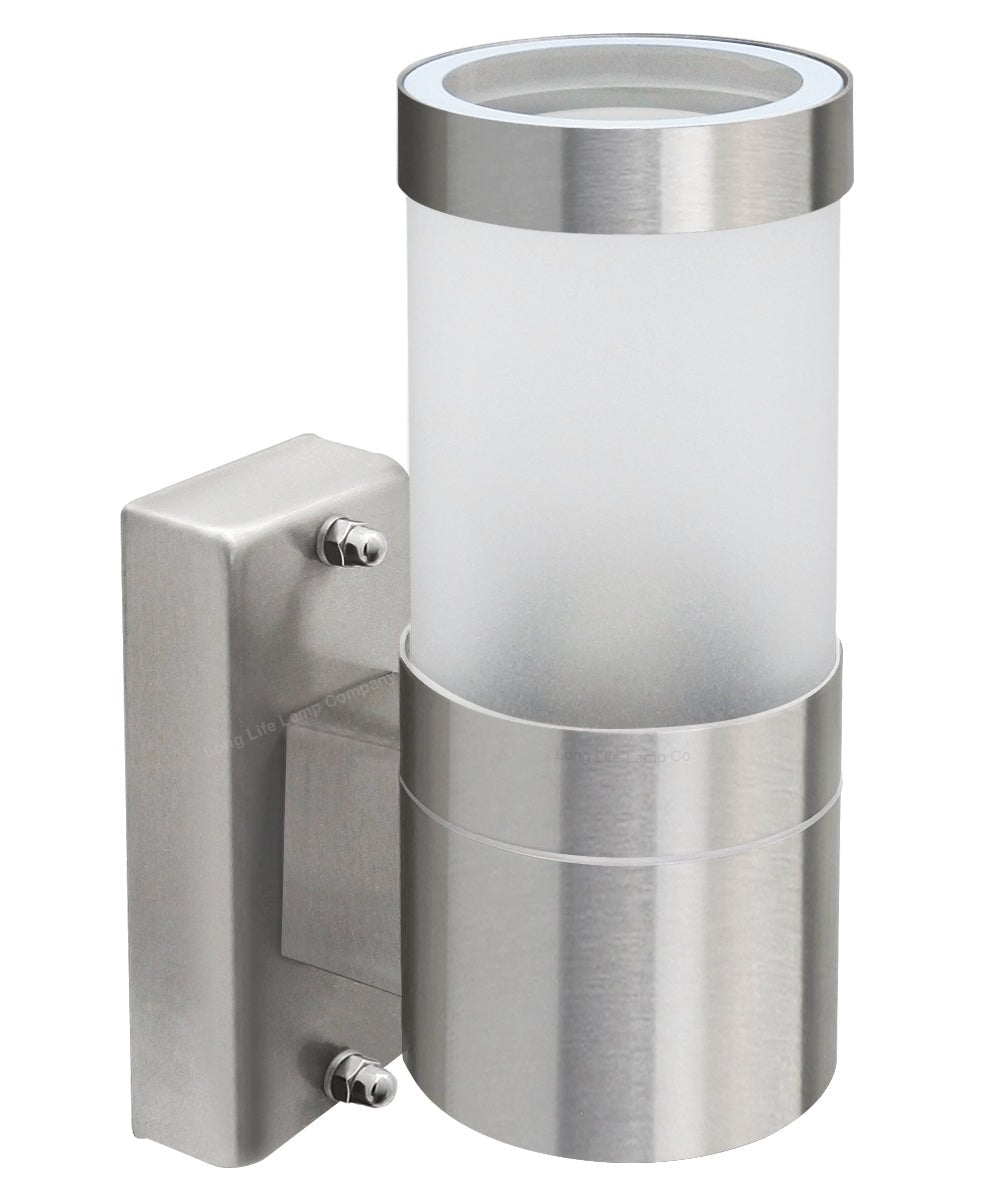 Stainless Steel Garden Wall Light Frosted Glass Cover IP44 - Energy Light Bulbs - Free delivery on all orders
