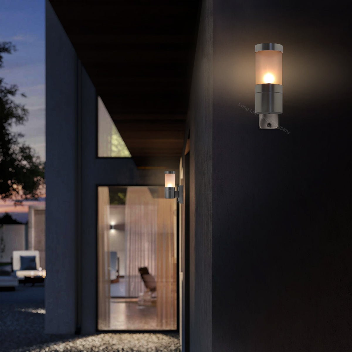 Stainless Steel Garden Wall Light Frosted Glass Cover IP44 - Energy Light Bulbs - Free delivery on all orders