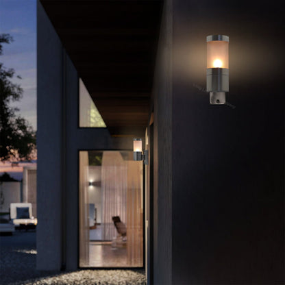 Stainless Steel Garden Wall Light Frosted Glass Cover IP44 - Energy Light Bulbs - Free delivery on all orders