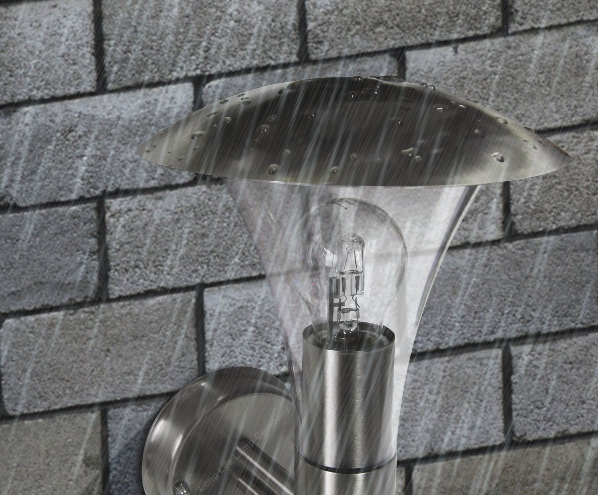 Stainless Steel Garden Wall Light IP44 - Energy Light Bulbs - Free delivery on all orders