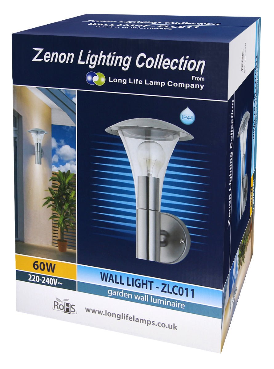 Stainless Steel Garden Wall Light IP44 - Energy Light Bulbs - Free delivery on all orders