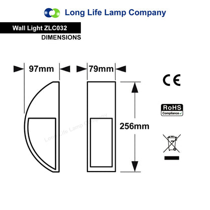 Stainless Steel IP44 Front Door Side Light - Energy Light Bulbs - Free delivery on all orders