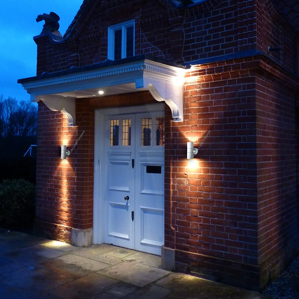Stainless Steel MATT WHITE Up Down IP65 Outdoor Garden Light - Energy Light Bulbs - Free delivery on all orders