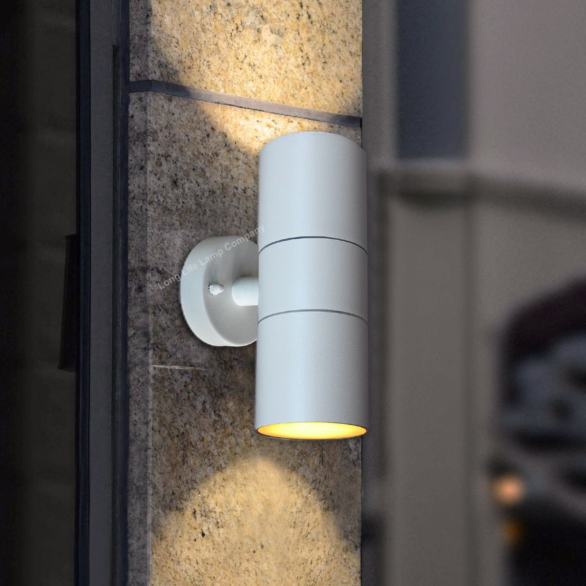 Stainless Steel MATT WHITE Up Down IP65 Outdoor Garden Light - Energy Light Bulbs - Free delivery on all orders