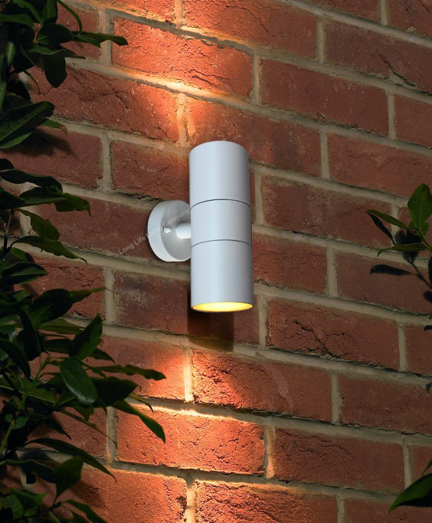 Stainless Steel MATT WHITE Up Down IP65 Outdoor Garden Light - Energy Light Bulbs - Free delivery on all orders