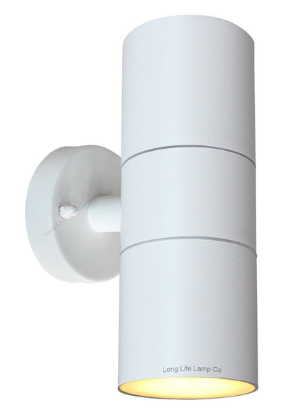 Stainless Steel MATT WHITE Up Down IP65 Outdoor Garden Light - Energy Light Bulbs - Free delivery on all orders