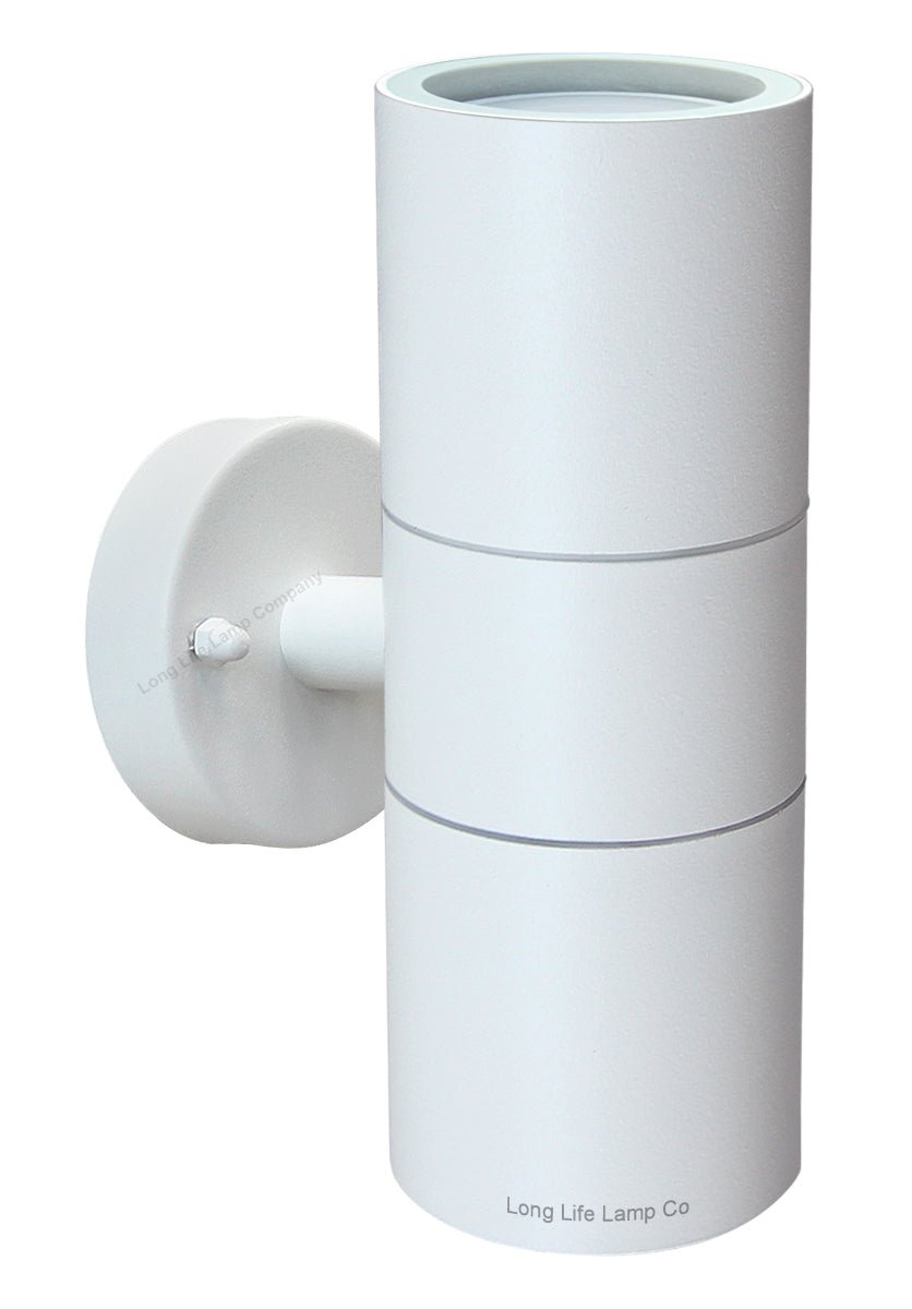 Stainless Steel MATT WHITE Up Down IP65 Outdoor Garden Light - Energy Light Bulbs - Free delivery on all orders