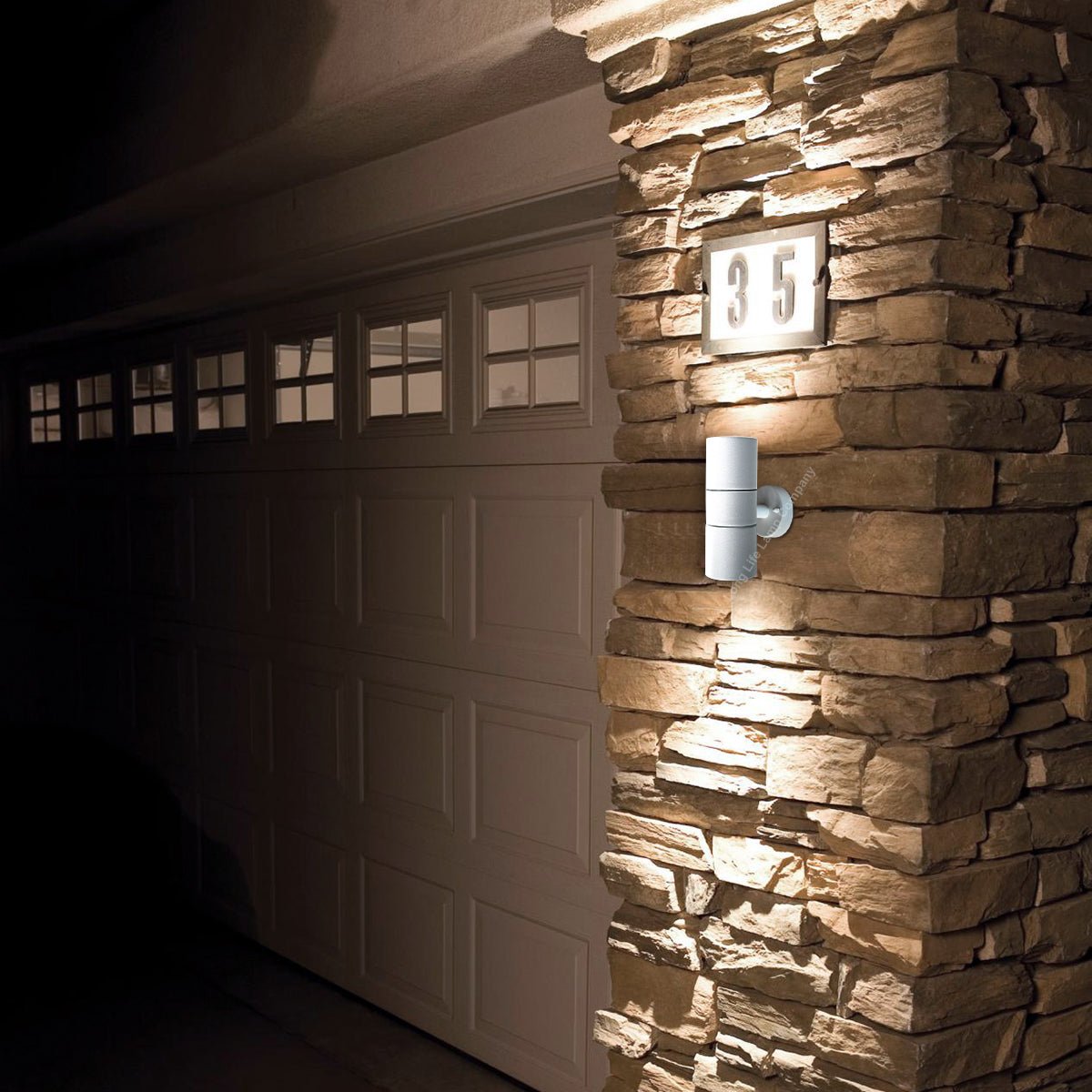 Stainless Steel MATT WHITE Up Down IP65 Outdoor Garden Light - Energy Light Bulbs - Free delivery on all orders