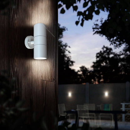 Stainless Steel MATT WHITE Up Down IP65 Outdoor Garden Light - Energy Light Bulbs - Free delivery on all orders