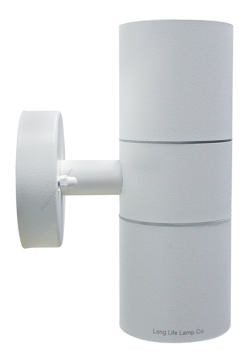 Stainless Steel MATT WHITE Up Down IP65 Outdoor Garden Light - Energy Light Bulbs - Free delivery on all orders
