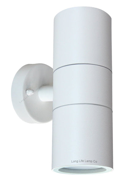 Stainless Steel MATT WHITE Up Down IP65 Outdoor Garden Light - Energy Light Bulbs - Free delivery on all orders