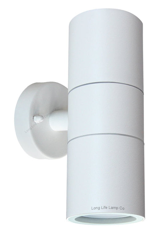 Stainless Steel MATT WHITE Up Down IP65 Outdoor Garden Light - Energy Light Bulbs - Free delivery on all orders