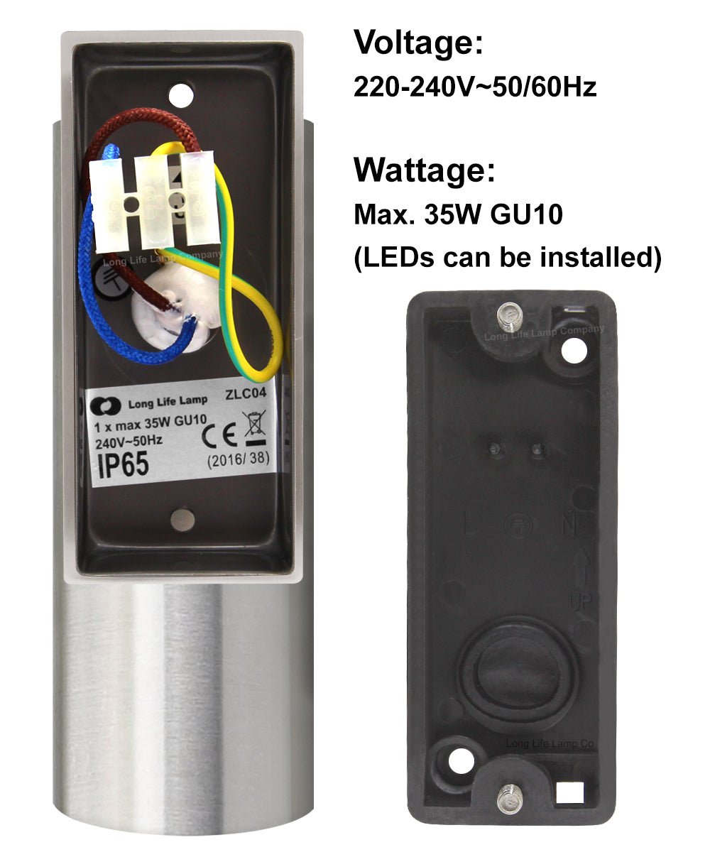 Stainless Steel Outdoor Wall Light IP65 Wall Light - Energy Light Bulbs - Free delivery on all orders