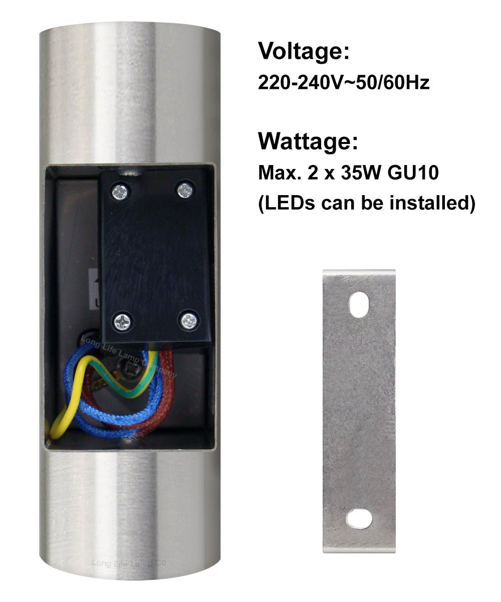 Stainless Steel Up Down Wall Light GU10 IP20 Double Wall Light - Energy Light Bulbs - Free delivery on all orders