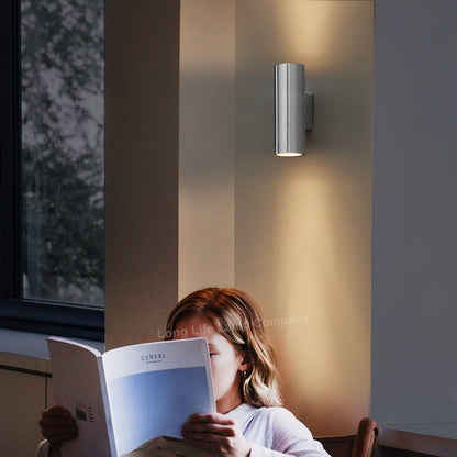 Stainless Steel Up Down Wall Light GU10 IP20 Double Wall Light - Energy Light Bulbs - Free delivery on all orders