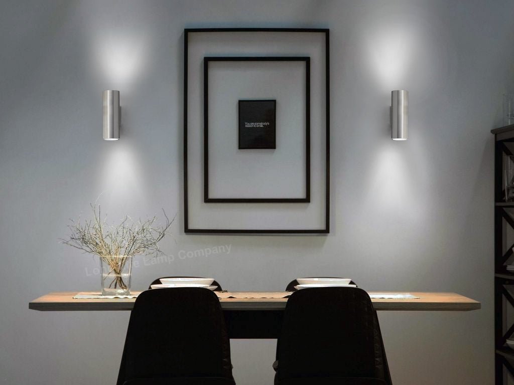 Stainless Steel Up Down Wall Light GU10 IP20 Double Wall Light - Energy Light Bulbs - Free delivery on all orders