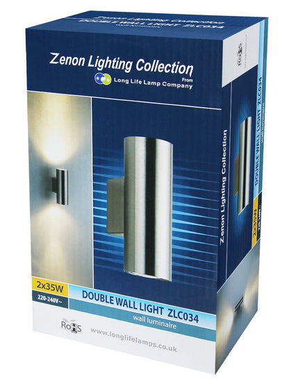 Stainless Steel Up Down Wall Light GU10 IP20 Double Wall Light - Energy Light Bulbs - Free delivery on all orders