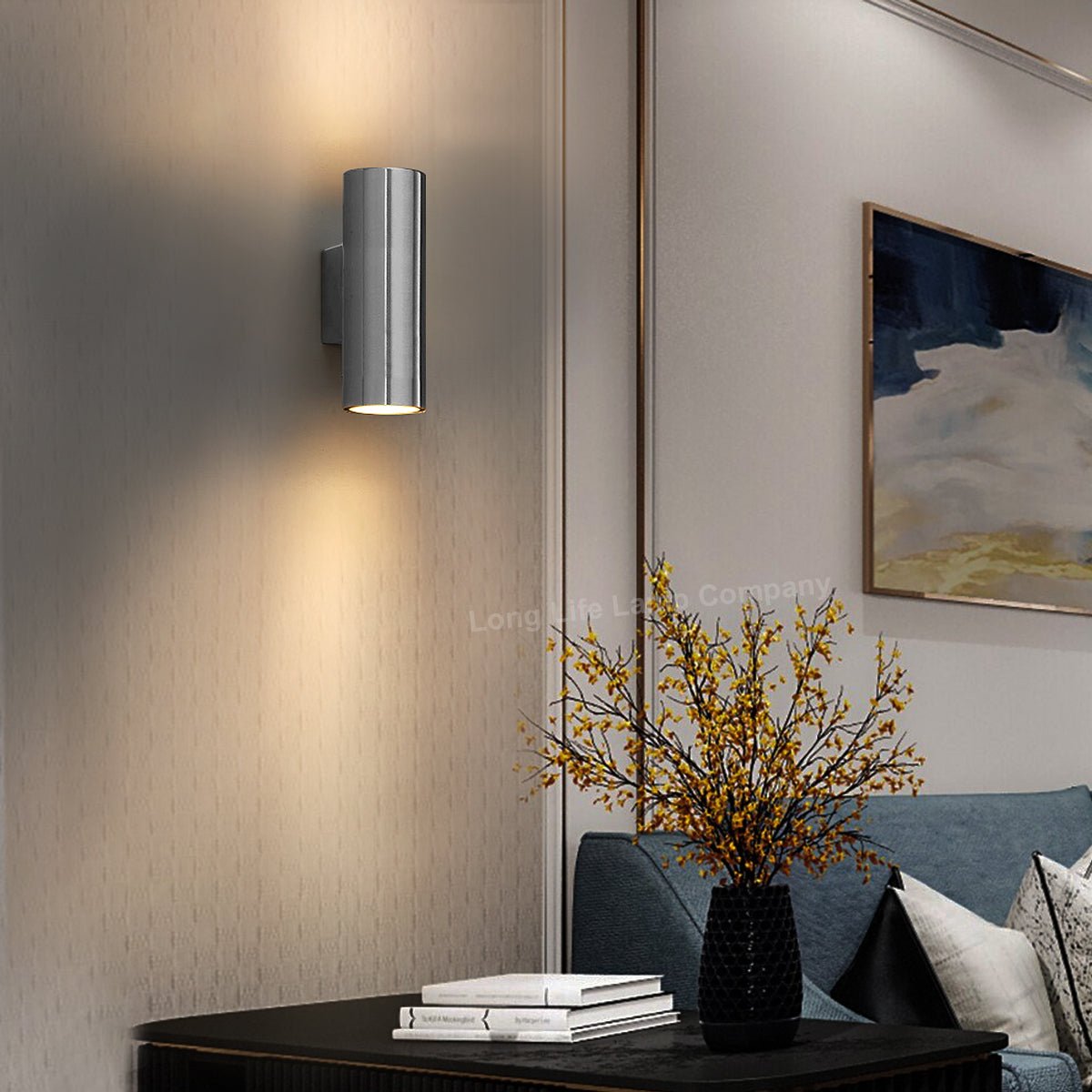 Stainless Steel Up Down Wall Light GU10 IP20 Double Wall Light - Energy Light Bulbs - Free delivery on all orders