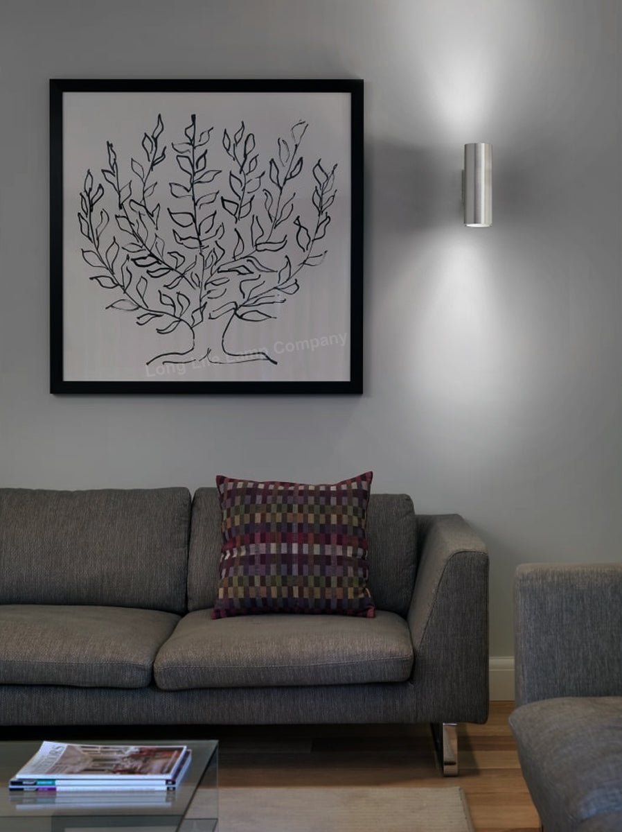 Stainless Steel Up Down Wall Light GU10 IP20 Double Wall Light - Energy Light Bulbs - Free delivery on all orders