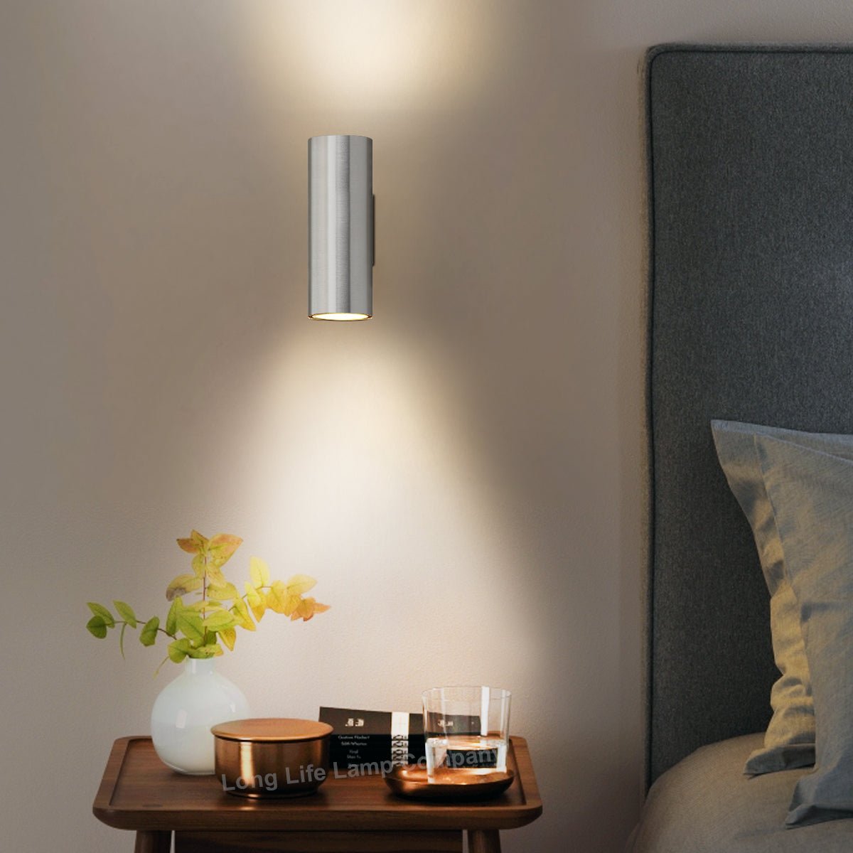 Stainless Steel Up Down Wall Light GU10 IP20 Double Wall Light - Energy Light Bulbs - Free delivery on all orders